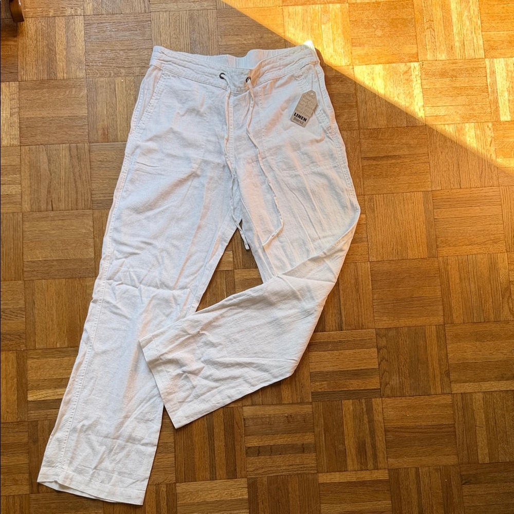 For Cynthia White linen blend pants